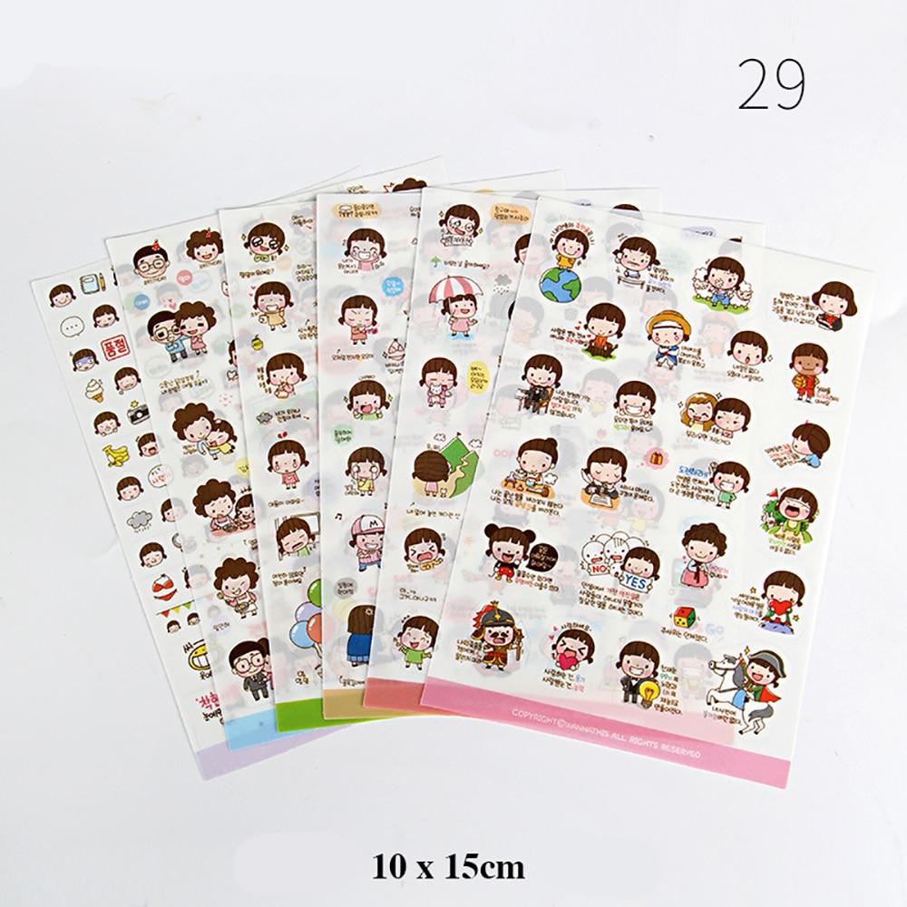 6 Sheets Cartoon Creative Stickers DIY Scrapbook Diary Phone Decorative Stickers Stationery
