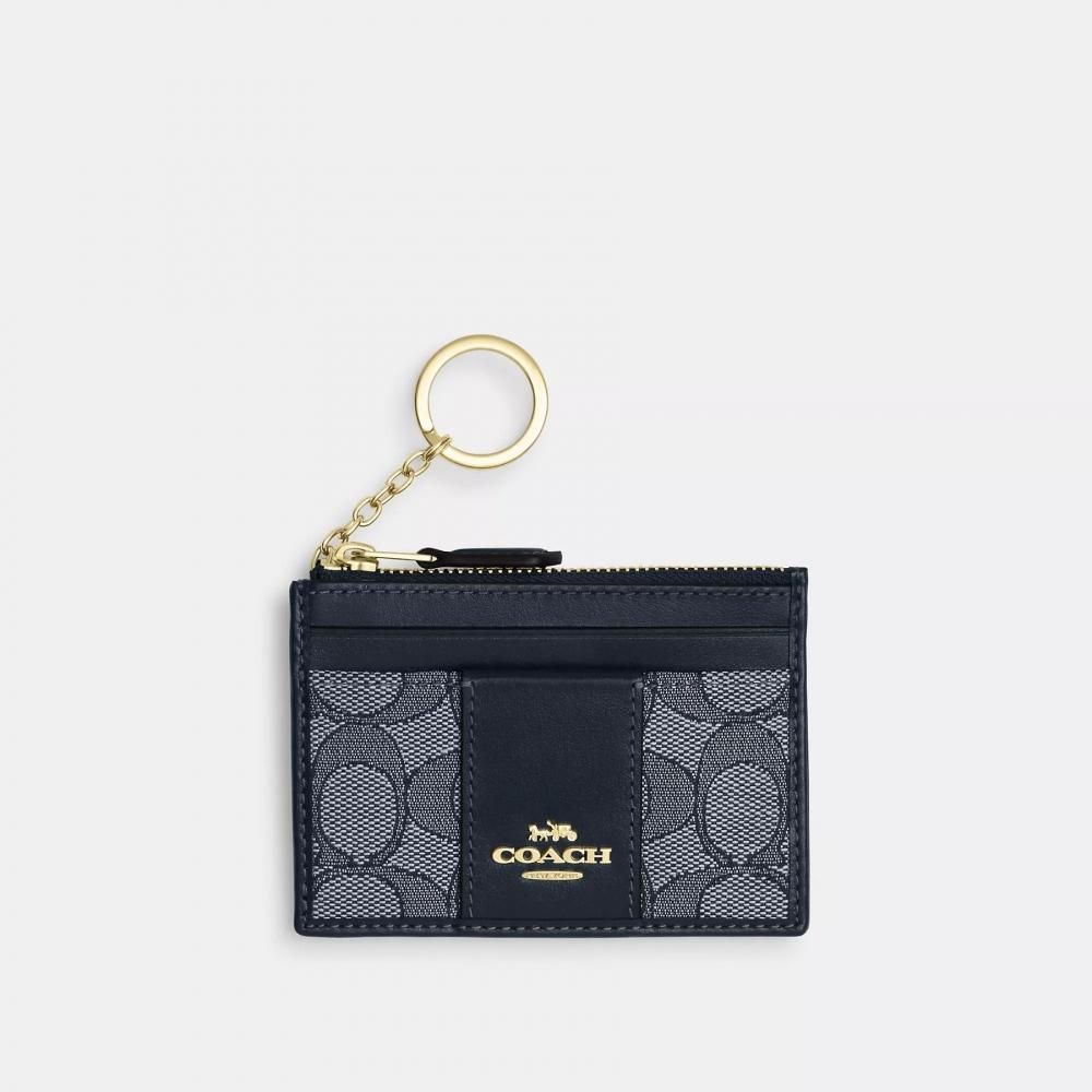 Coach MIni SkInny Id Case In Signature Jacquard Navy mIdnight Navy