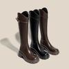 Knight boots V-mouth long boots thick sole thick heel high tube fat MM widened leg circumference