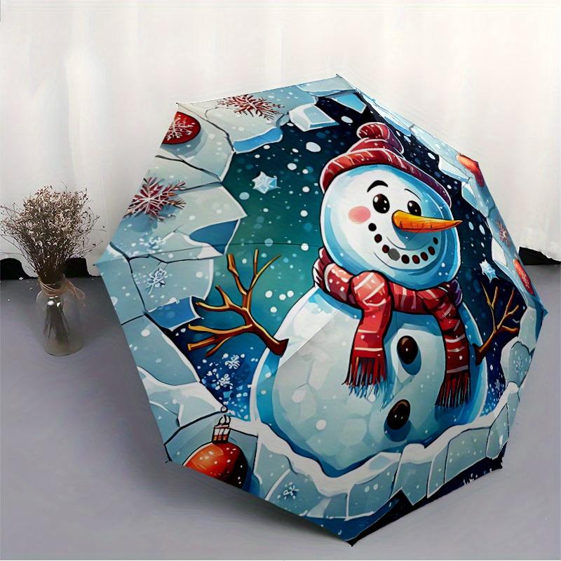 1pc Snowman Automatic Open/Close Umbrella, Portable Folding umbrella for Everyday Use yy250826012