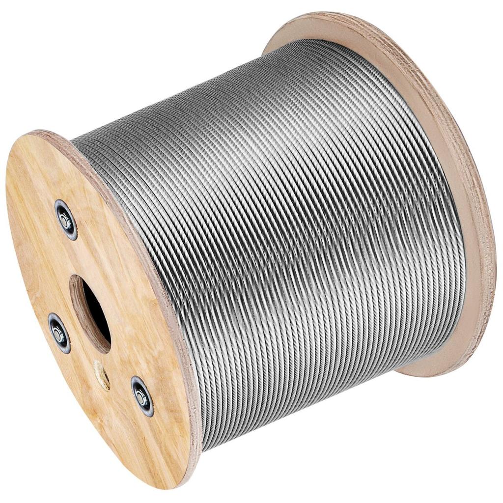 3/16 Inch 7x19 Stainless Steel Aircraft Cable Reel 500FT Stainless Steel Cable T304 Wire Rope Winch Cable Replacement (T304)