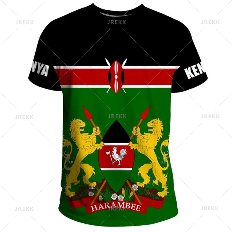 3D Printed Kenya National IndependenceDay T Shirt The Republic-of Kenya Emblem Falg Graphic Short Sleeves Vintage Tee Shirts Top