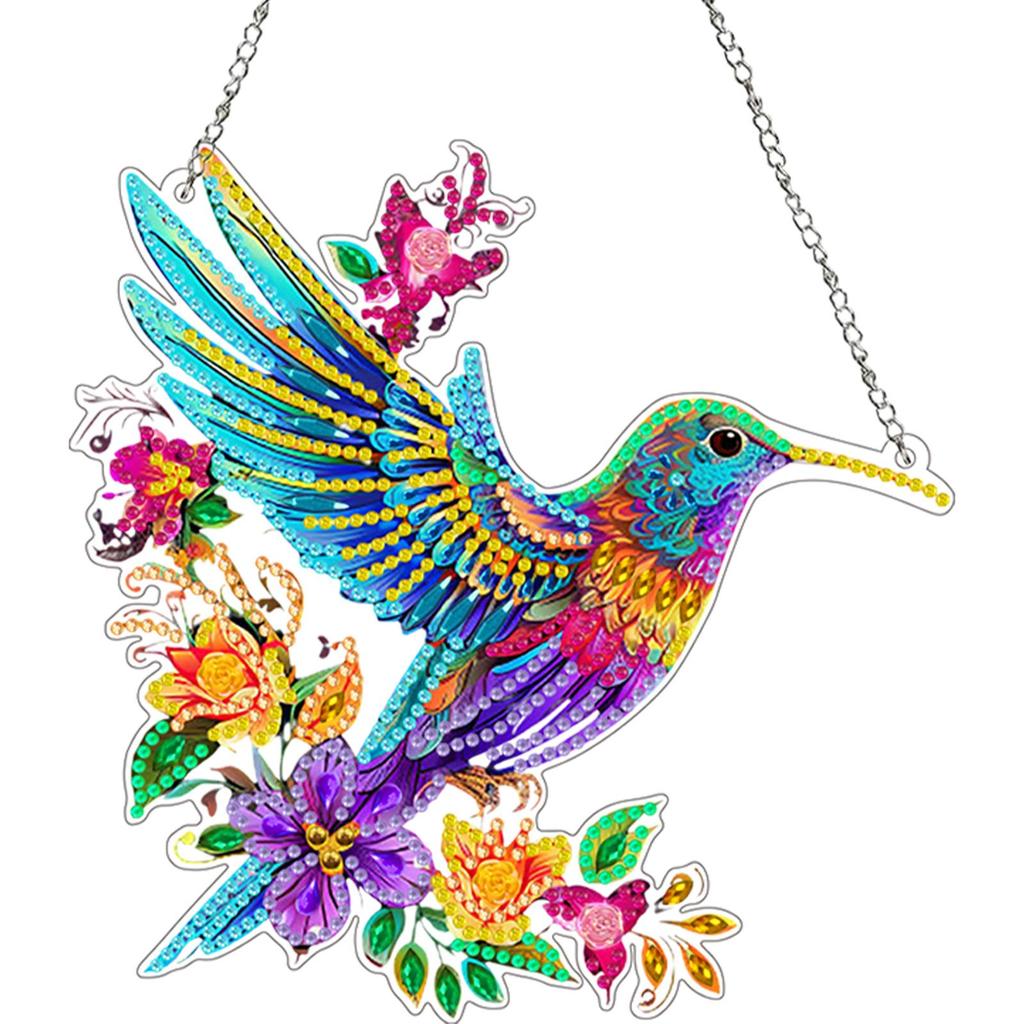 Acrylic Hummingbird Butterfly Dragonfly Diamond Painting Hanging Ornaments Kit Rhinestone Diamond Art Window Pendants for Adults