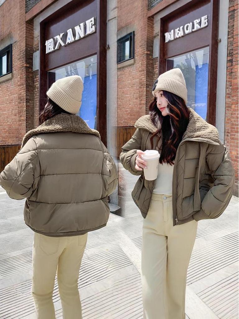 Korean Style Women's Lapel Down Cotton Coat - Winter Thickened Warm Fashion Jacket