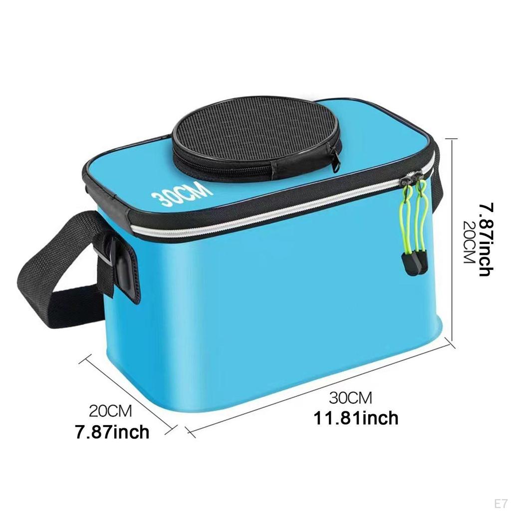 Fishing Bucket Fish Carrier Foldable Multifunctional Large Capacity Live Container with Strap