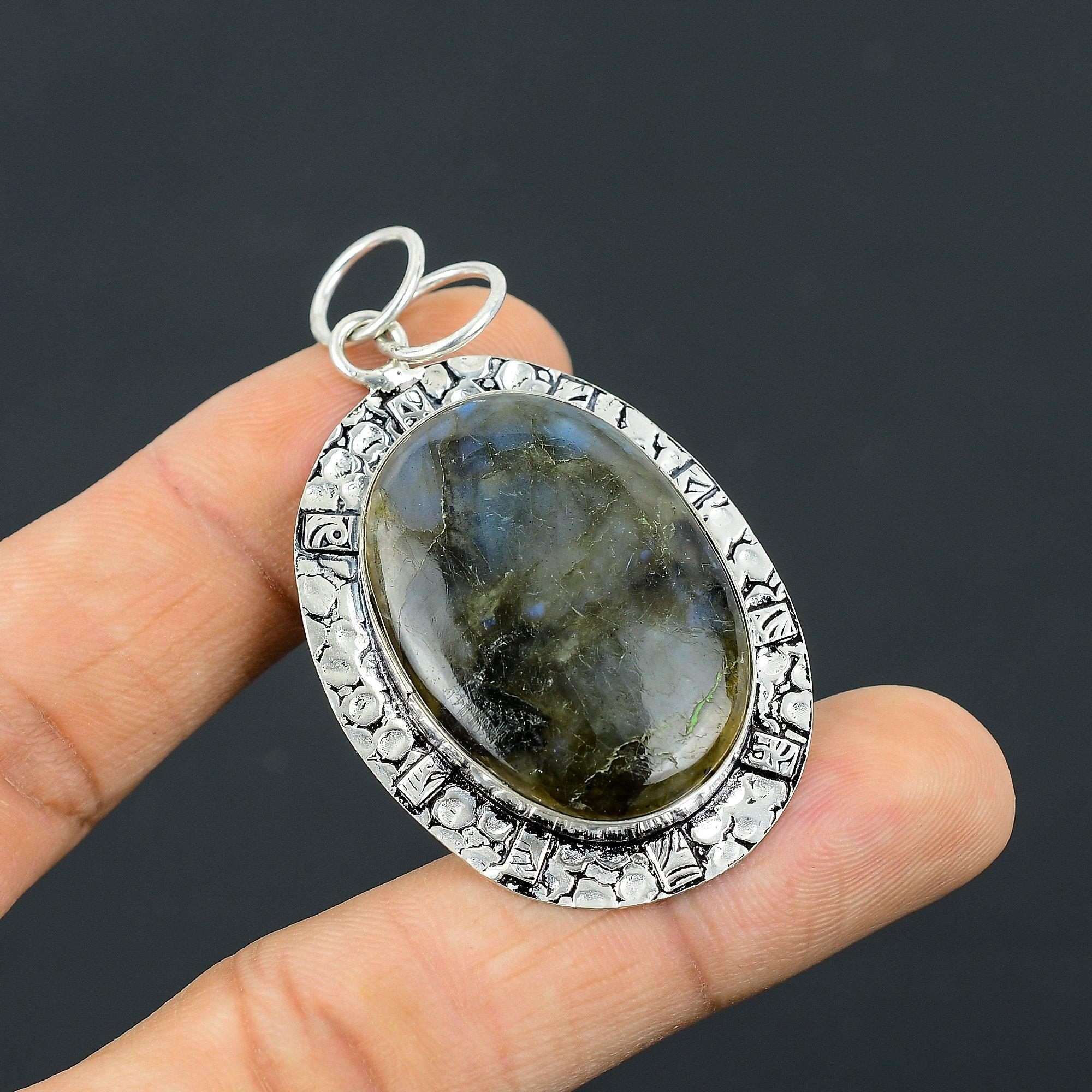 

Свадебный подарок для нее Подвеска из стерлингового серебра 925 пробы с натуральным лабрадоритом