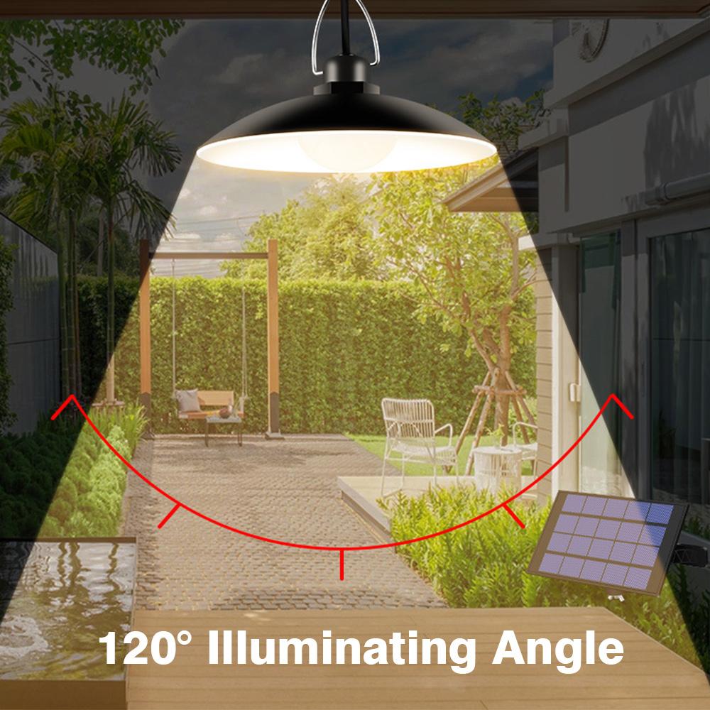 Solar Pendant Light 4-head Outdoor Waterproof Solar Powered Shed Lights Rechargeable LED Ceiling