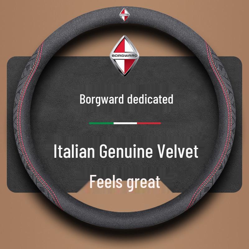 Borgward Steering Wheel Cover for BX7, BXI7, BX6, BX5, BX3 - Suede, Universal Four Seasons.