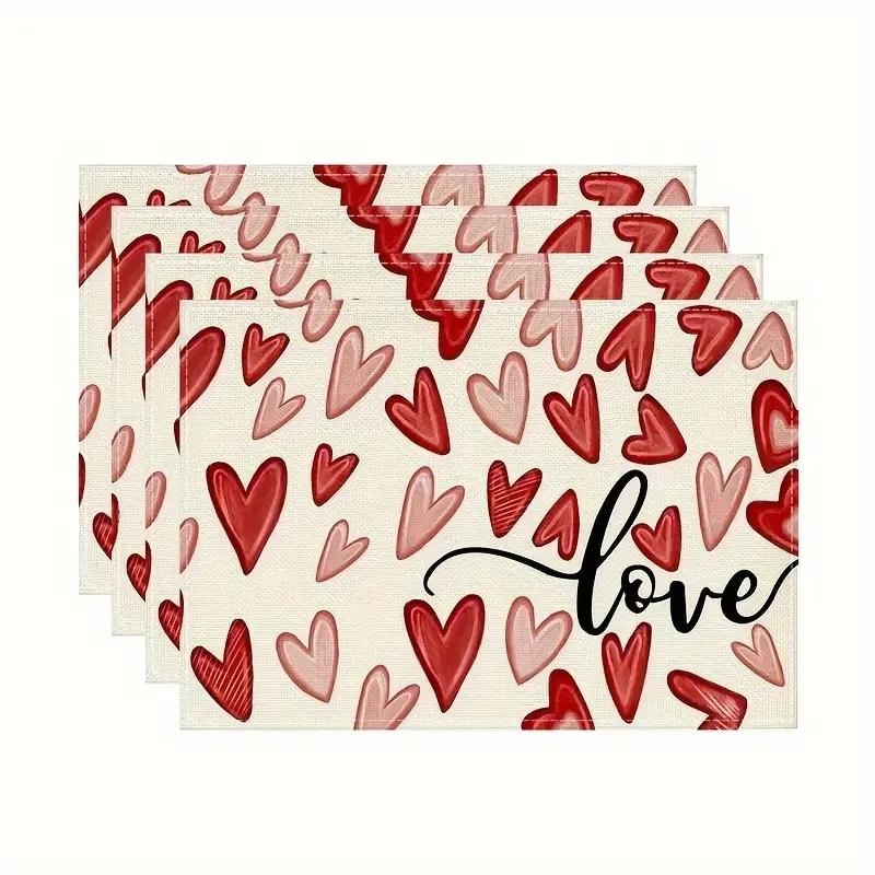 4pc Valentine S Day Table Decor Heat Resistant Placemats Coffee Table Decoration table mat
