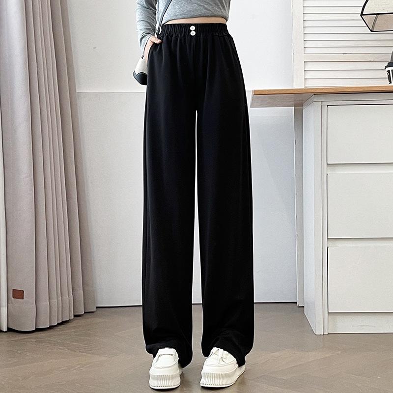 

Plus Size Fleece-Lined High-Waisted Wide-Leg Pants for Women - Autumn/Winter, Loose Fit, Thickened, Straight-Leg. 5XL