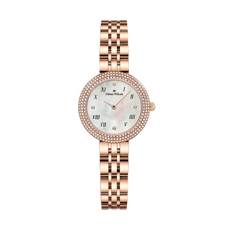 

Женские часы Новые женские кварцевые часы со стразами Niche Light Luxury Style со стальным ремешком