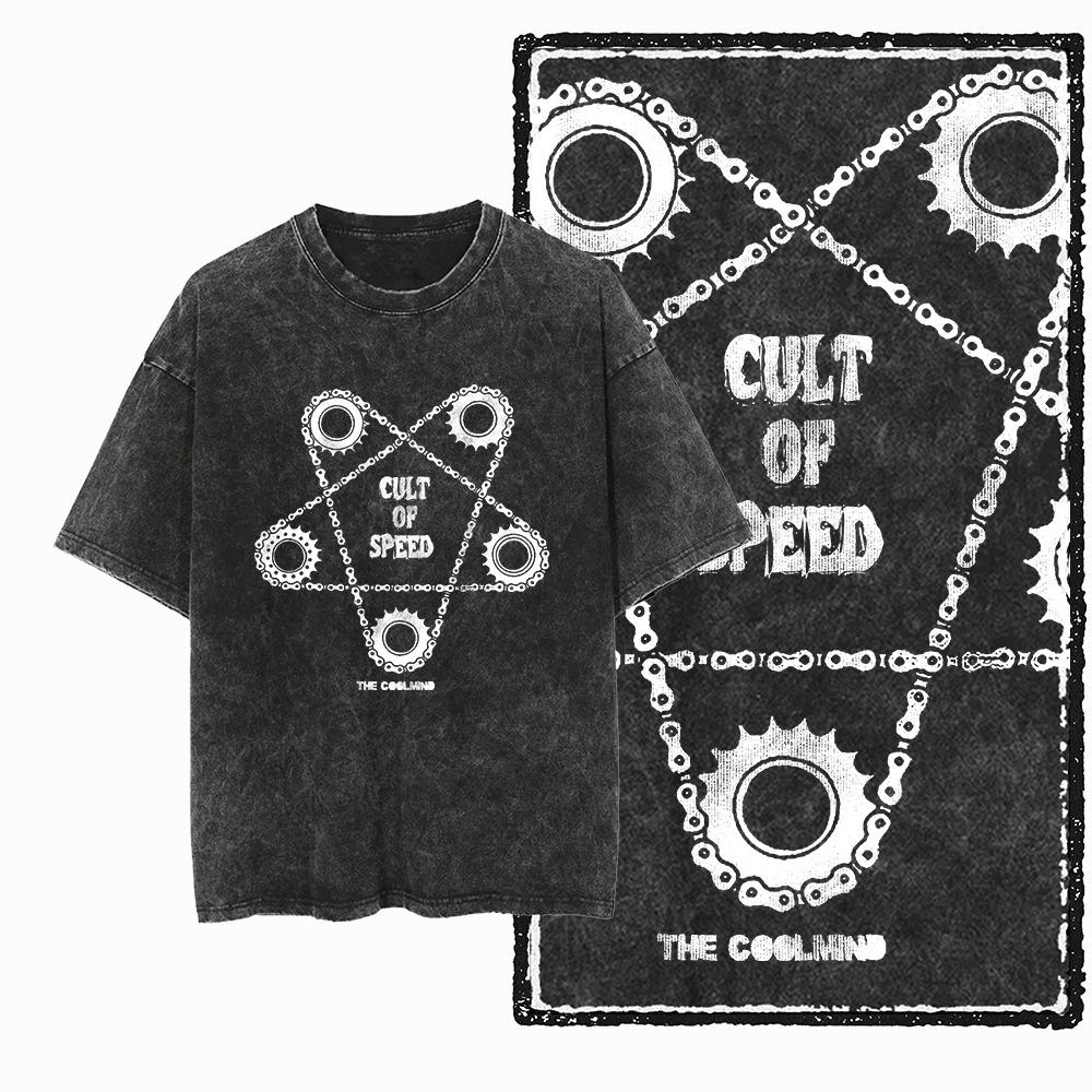 YM MOTOR CYCLE THEME Printed Cotton Acid Washed Graphic Unisex T Shirt Cool Streetwear Men Tshirts Tee for Men