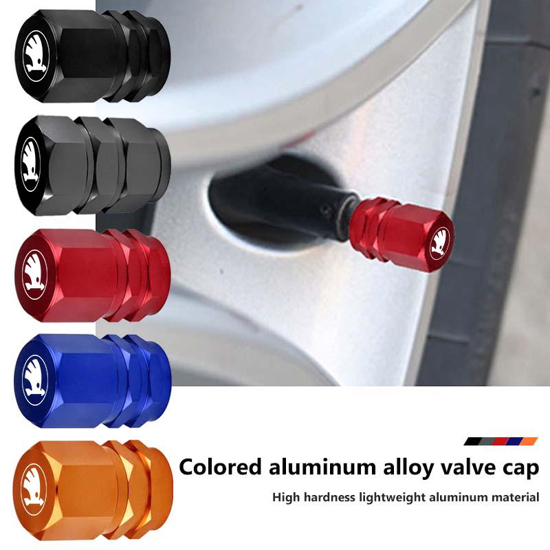 Car Wheel Tire Valve Caps Stem Case Dustproof Accessories For Skoda octavia a5 a4 mk1 2 fabia superb rapid mk3 yeti 2006 Stem Caps1