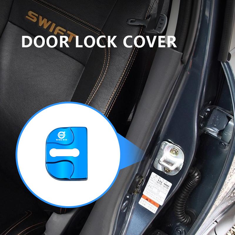 4PCS Car Door Lock Cover Stainless Steel Protection Accessories For Volvo C70 CX70 AWD EX30 EX90 EM90 C40 S40 S80L XC90 V90 S60 FC8H3