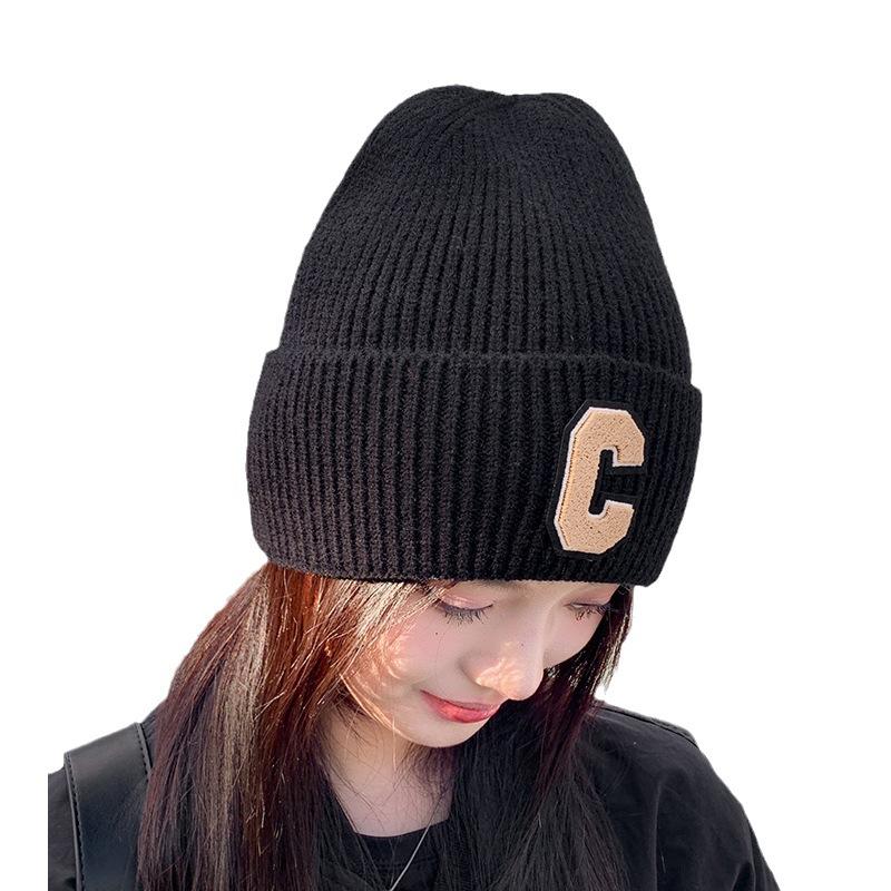 Autumn and Winter Hats for Women Ins Personality Simple Versatile Woolen Hat Showing Face Small Cold Hat Warm Toe Knitted Hat