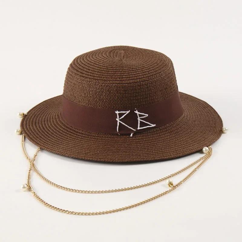 Zomer Strooien Hoeden voor Dames Lint Decoratie Elegante Dames Feestjurk Hoeden Reizen Strand Zon Hoed Chapeau Femme