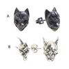 Biker Punk Jewelry Personality Silver Plated Gothic Horned Demon Baby Stud Earrings Devil Skull Earrings for Men Women