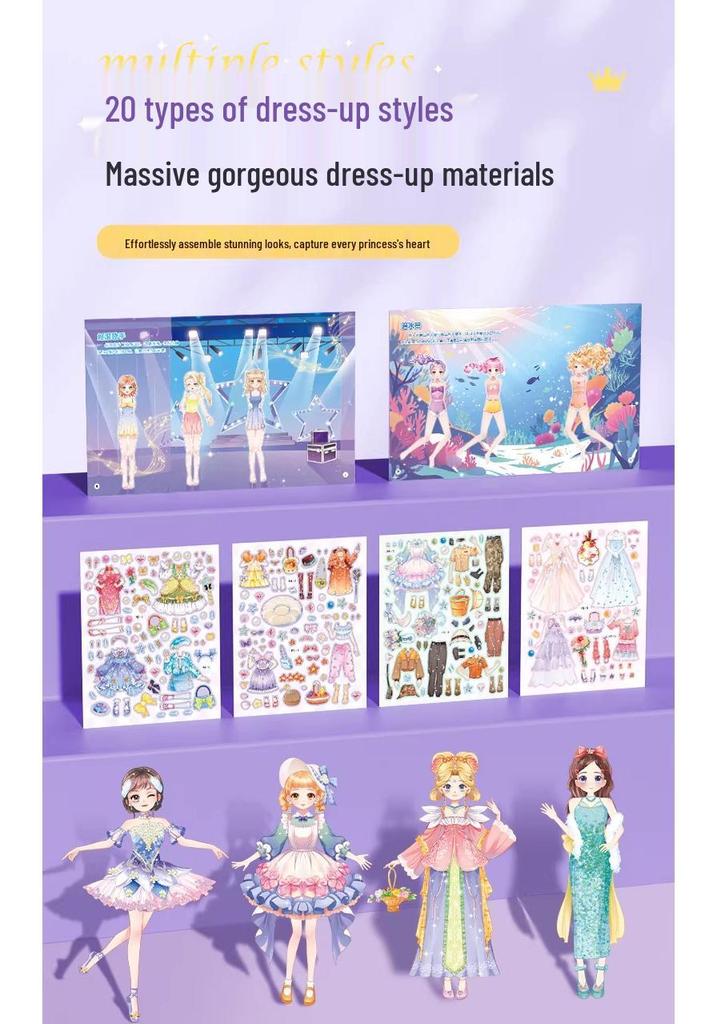 Princess Dress-Up Sticker Book for Girls Ages 2-6 - Fun Dress and Paint Attention Game