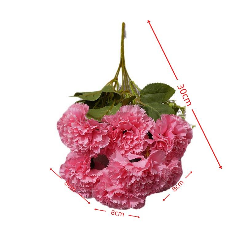Artificial 7-Heads Carnation Bouquet 1Pcs Waterproof Fake Floral for Holiday Celebration Home Party Decoration