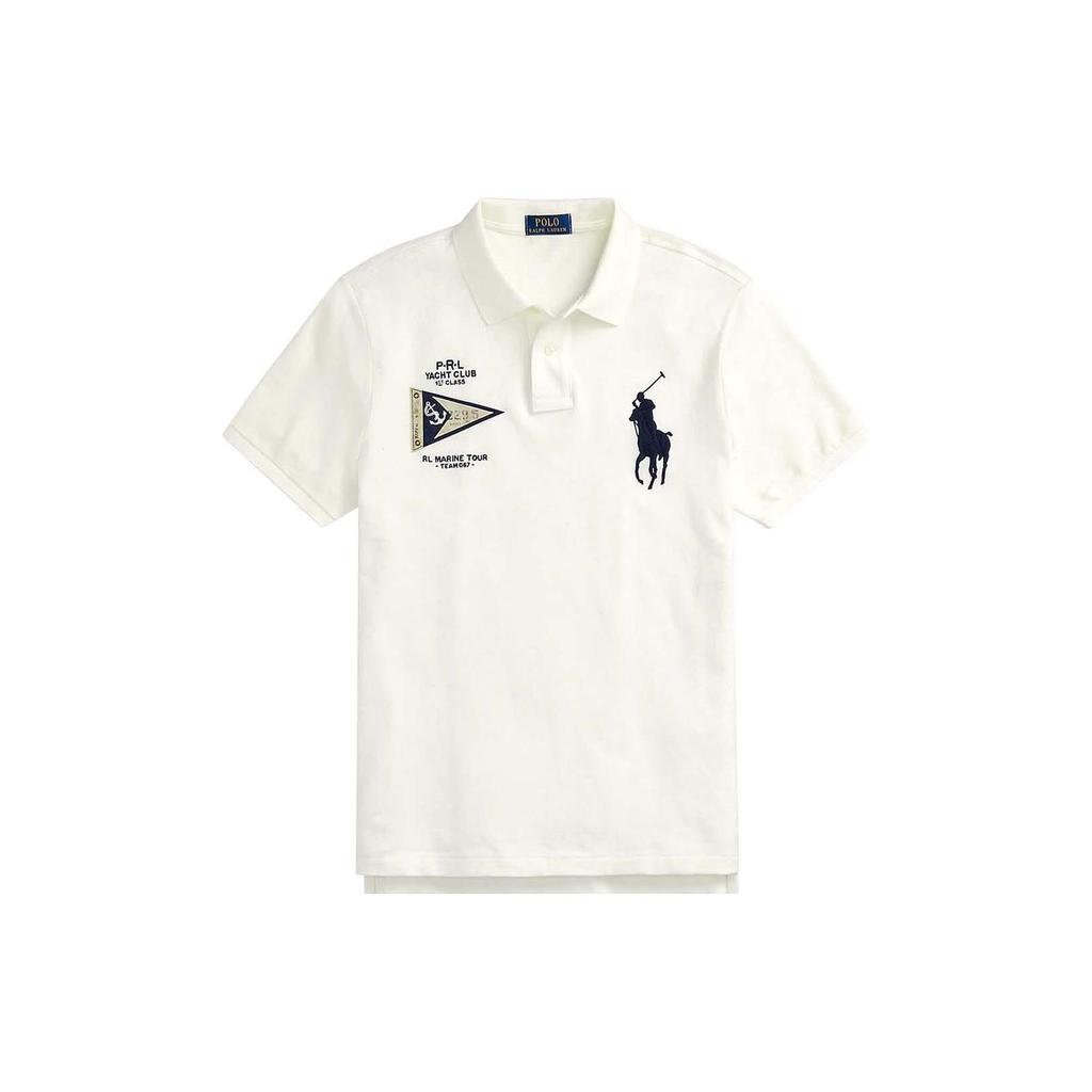 Polo Ralph Lauren FW23 Animal Logo Printed Polo Short Sleeve Shirt Men tops White 710910565-003