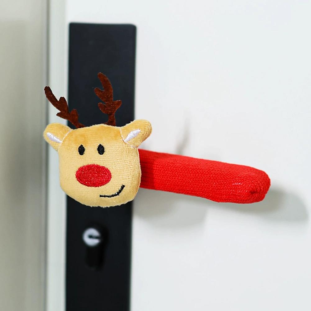 4PCS Christmas Doorknob Cover Door Handle Decoration Santa Claus Door Handle Gloves Xmas Pendant For Family Festives Accessories