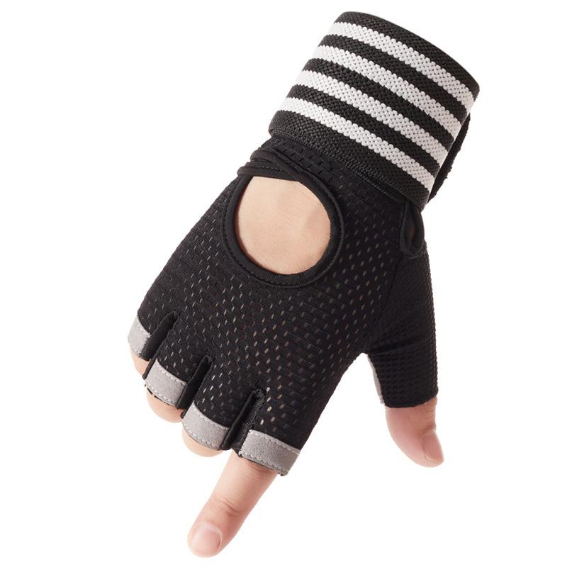 Fitness Sporthandschuhe Handgelenkschutz Drucktraining Rutschfest Schweißabweisend Atmungsaktiv Halbfinger Sommer Neu Herren und Damen Universalhandschuhe