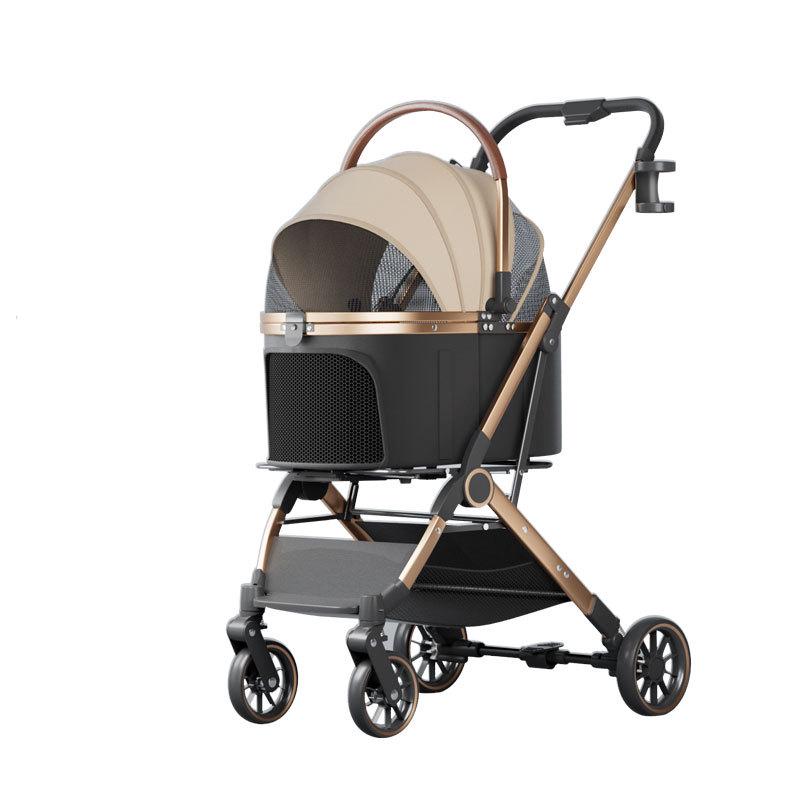 Pet Stroller for Medium/Small Dogs - Detachable Carrier, Foldable, Shock-Absorbing Design
