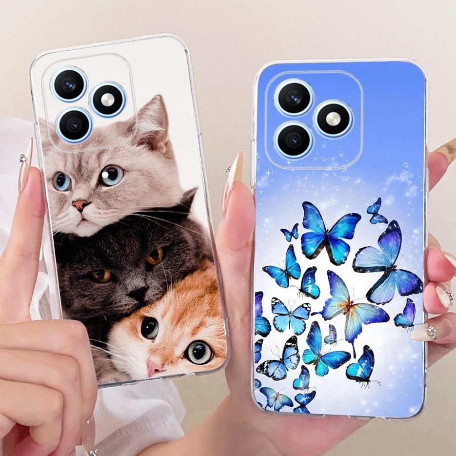 For Honor X8d 4G Case Cute Cat Luxury Flowers Painted Cover Soft Slim Phone Case For Honor X8d X 8d HonorX8d 4G Back Cover Coque