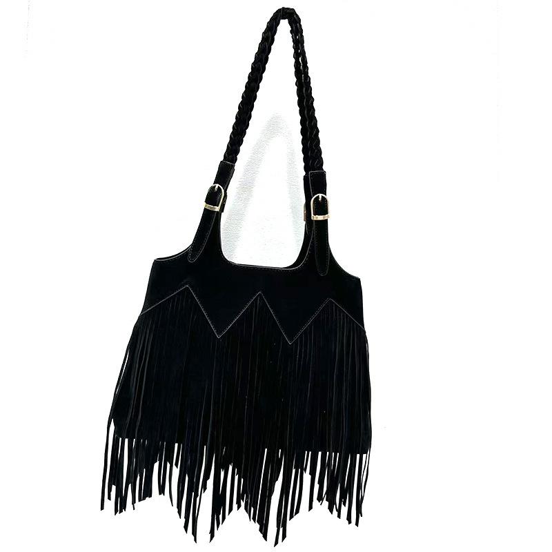 

Vintage Ethic Shoulder Bags Bohemian Weaving Women Shoulder Bags Large Capacity Velvet Travel Shopper Bags Ladies Purse Handbags чёрный