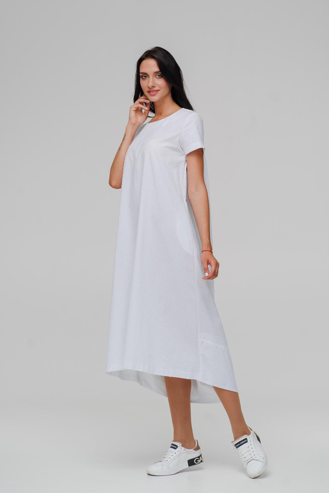 

Сукня довжини міді з коротким рукавом різного кольору 38 білий