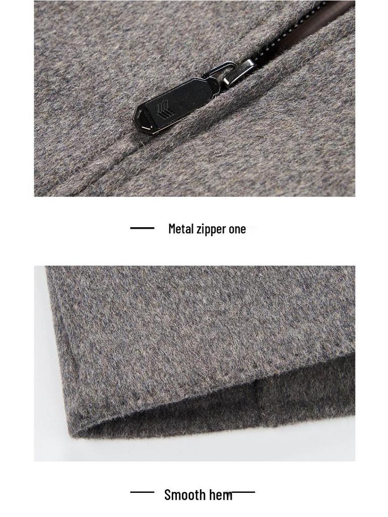 Men's Winter Wool Coat with Detachable Down Liner - Thickened, Double-Sided, Short, Lapel Style for Middle-Aged Men