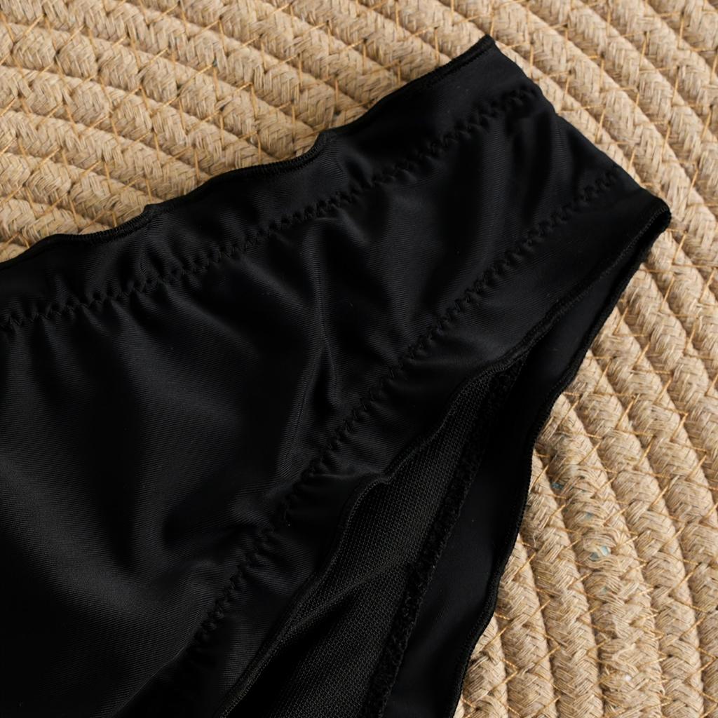 1 Piece Solid Women Bikini Bottoms Vintage Mid Waist Butts Briefs Swimsuits Panty