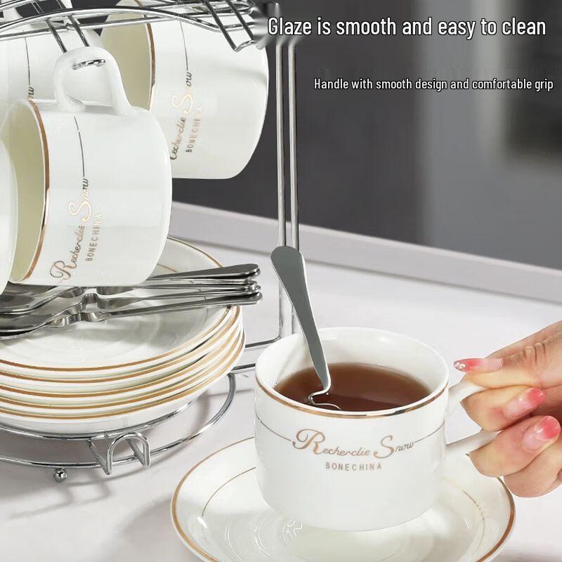 Europeiskt Keramiskt Kaffekoppsset med Fat och Sked