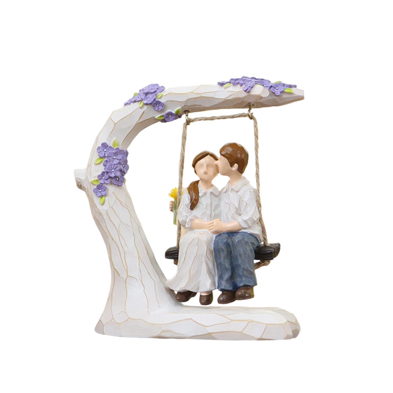 

Дом Гостиная Книжная полка Украшение Полимерные фигурки Зеленая пара на качелях День матери День святого Валентина Подарок One Size белый