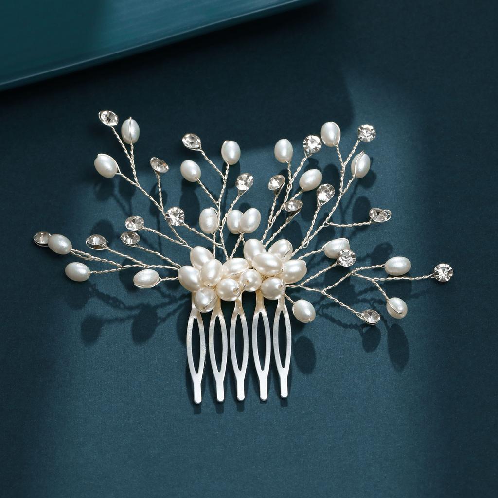 Fashion Hair Accessories, Temperament Flowers Leaves Pearl Rhinestones Combs Wedding Hair Combs Headwear