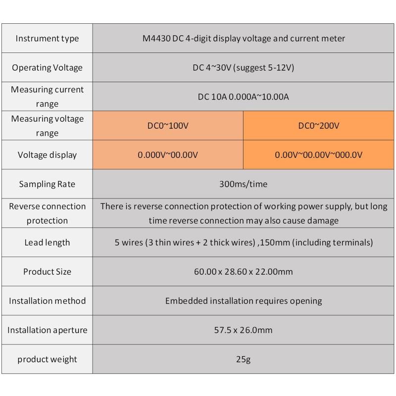 LED Digital Voltmeter Ammeter DC Digital Multimeter 100V 10A Blue Red LED Amp Dual Digital Display Volt Meter Gauge
