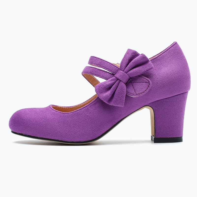 Scarpe con Tacco Alto da Donna Taglie Forti 36-45 Punta Tonda Classica Fiocco Autunno Primavera Moda Casual Slip-on Scarpe Eleganti