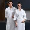 Chef Uniform with Apron Adjustable Waist Strap Unisex V-Neck Crossover Style Chef Jacket Professional Kitchen Workwear