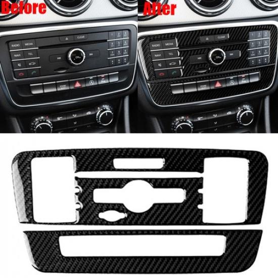 For Mercedes Benz GLA CLA Dashboard Panel Center Console Trim Cover Carbon Fiber