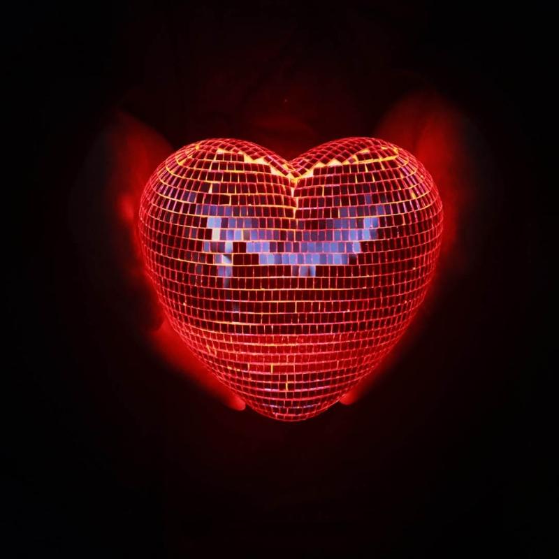 Valentines Day Inlaid Glass Heart Shape Discos Ball Nightlight LED Table Lamp Romantics Home Decoration Craft Gift