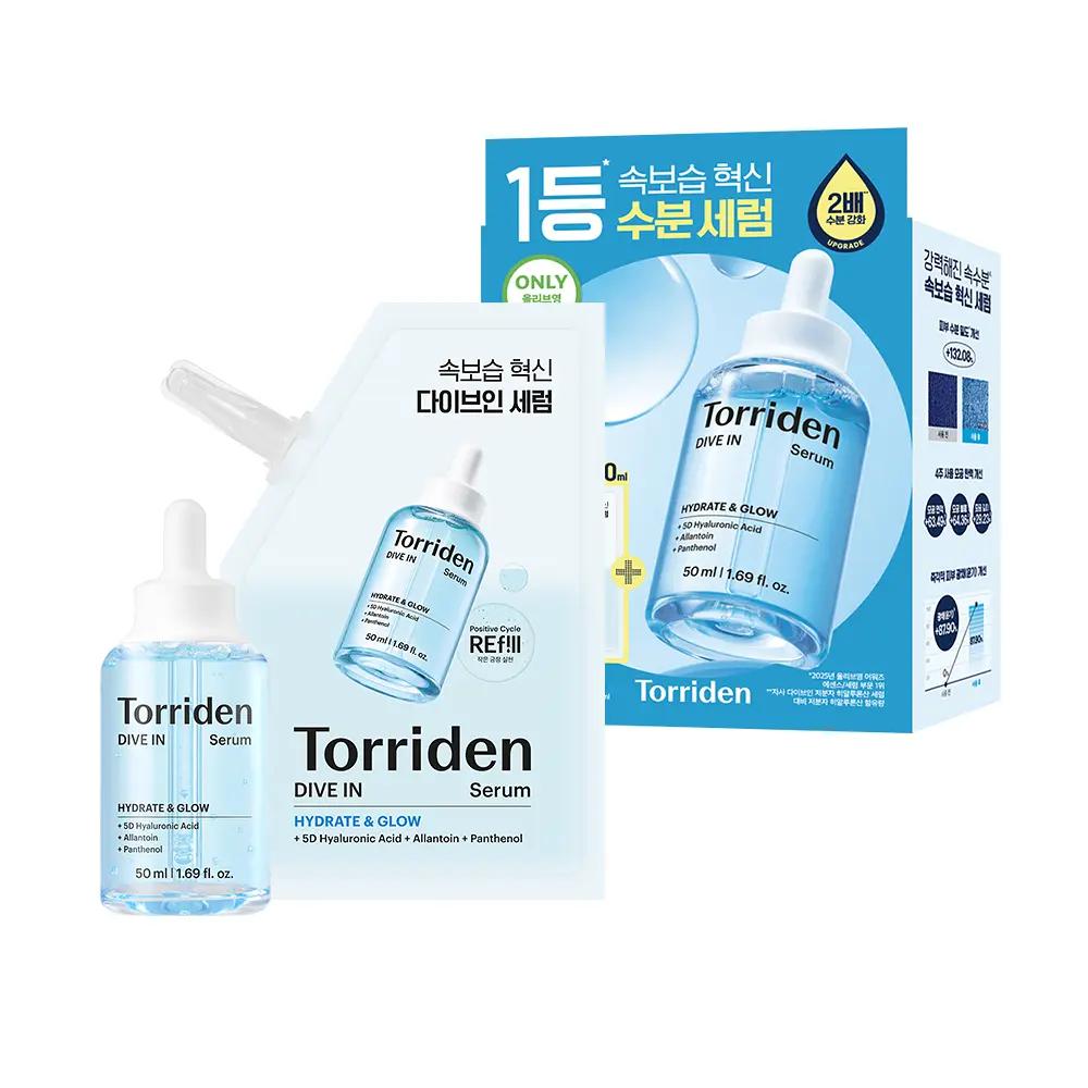 TORRIDEN Set Ricarica Siero Acido Ialuronico a Basso Peso Molecolare Dive-In 50ml + Ricarica 50ml