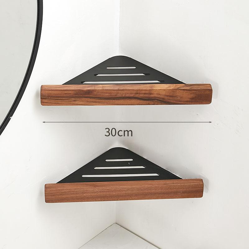 Wooden Bathroom Triangle Shelving Wall Mounted Bathroom Shower Storage Rack Black/White Aluminum Corner Rack Bathroom Shelf