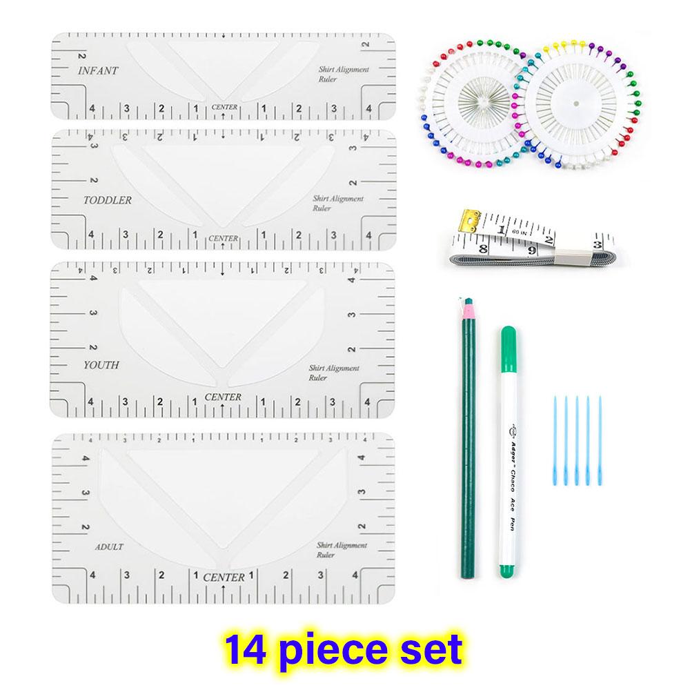 

Silicone World 14/8 PCS T-Shirt Ruler Guide PVC Shirt Alignment Tools Ruler for Adult Youth Infant Toddler Sewing Accessories