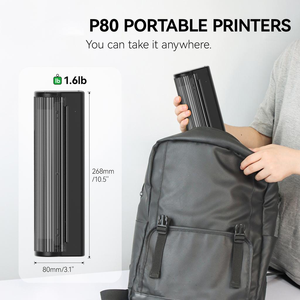 A4 Paper Printer Direct Thermal Transfer 300dpi Wireless Printer Mini Mobile Photo Printer USB BT Connection