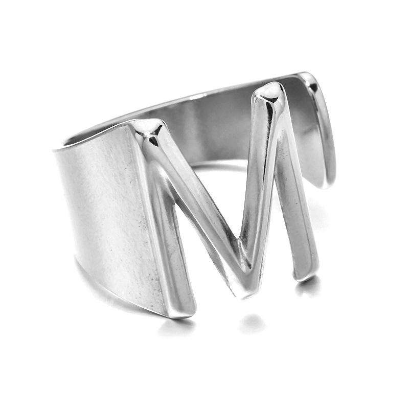 

Кольцо с буквами из 18-каратного золота из нержавеющей стали – модное открытое европейское и американское стильное женское регулируемое кольцо из титановой стали