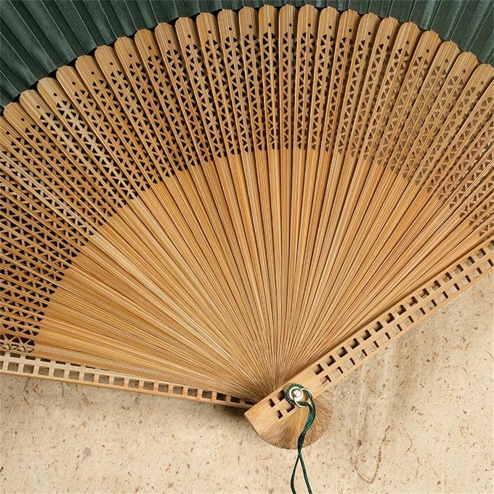 With Tassel Chinese Folding Fan Retro Antiquity Folding Fans Carved Bamboo Folding Fan  Gift