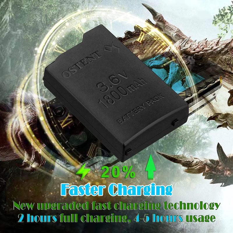 OSTENT Paquete de Batería Recargable de Capacidad Real 1800mAh para Consola de Juegos Sony PSP 1000 1001 1002 1003 1004 Reemplazo de Batería