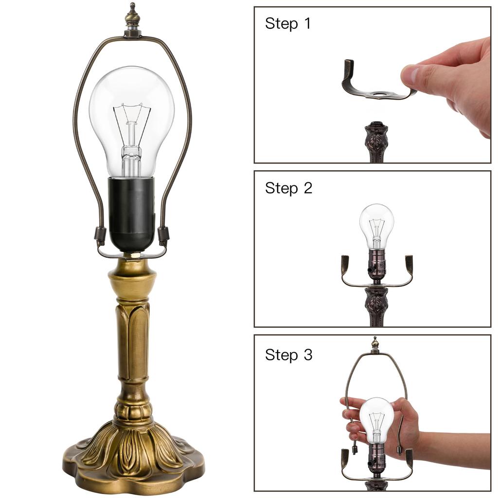 1Pcs 8 Inch Bronze Lamp Harp Holder Metal Horn Lamp Frame for Table Floor Lampshade Bracket Robust Decorative Light Stand