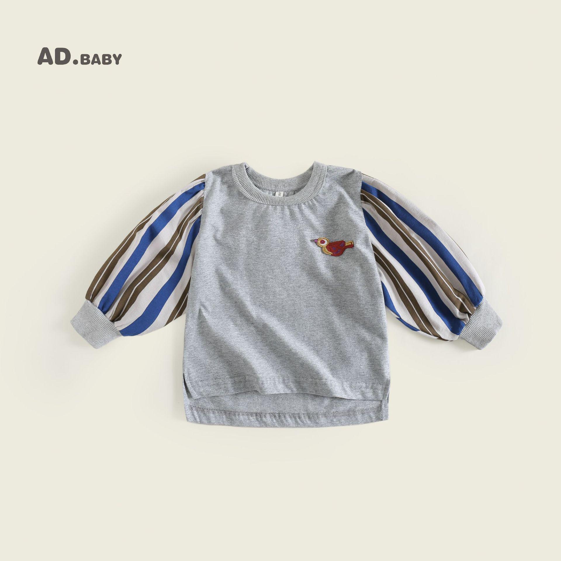 

2025 Осень Футболка с длинным рукавом в корейском стиле для мальчиков и девочек 120 cm светло-серый