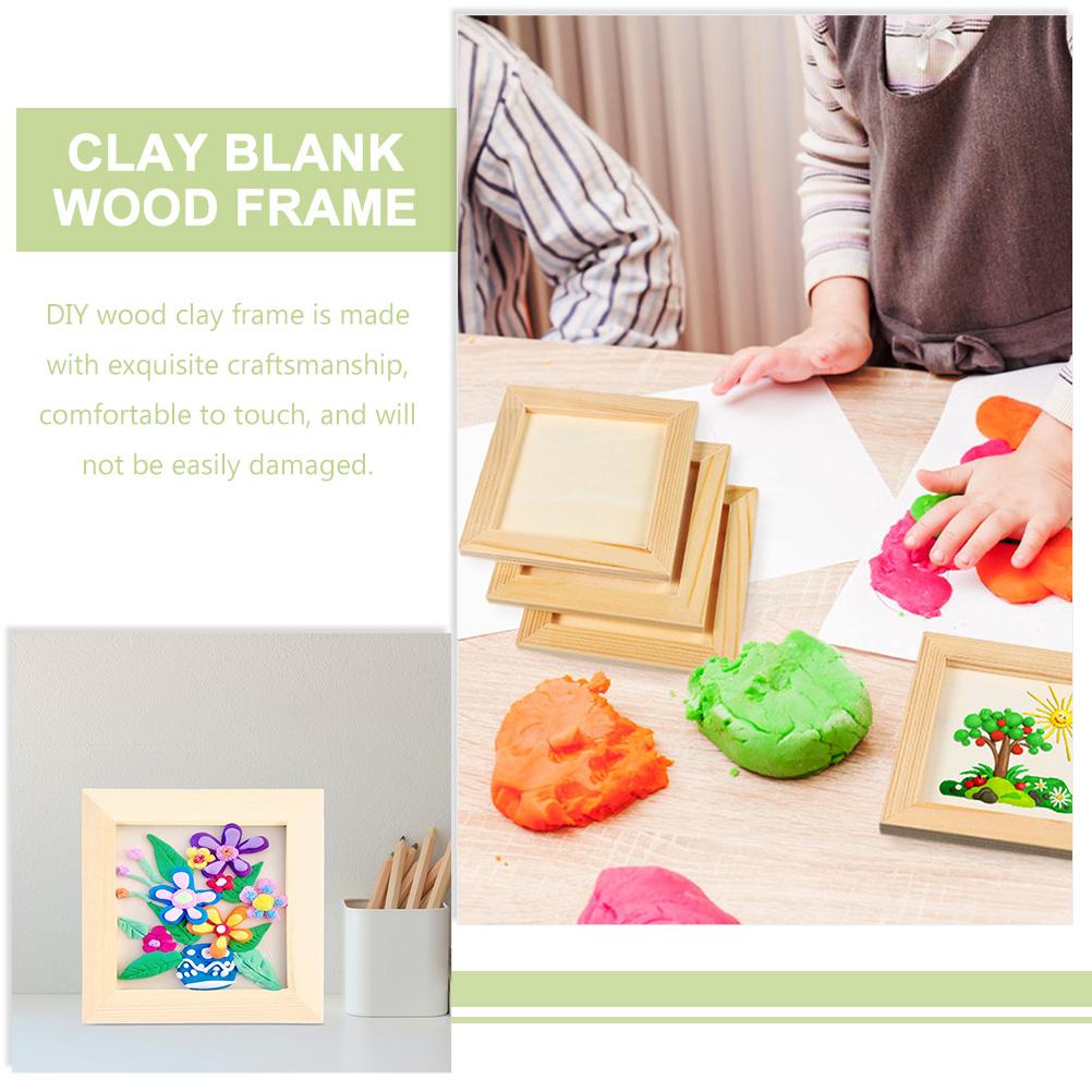 Clay Picture Frame Photo Wood DIY Frames Blank Children Wooden for Kids Painting